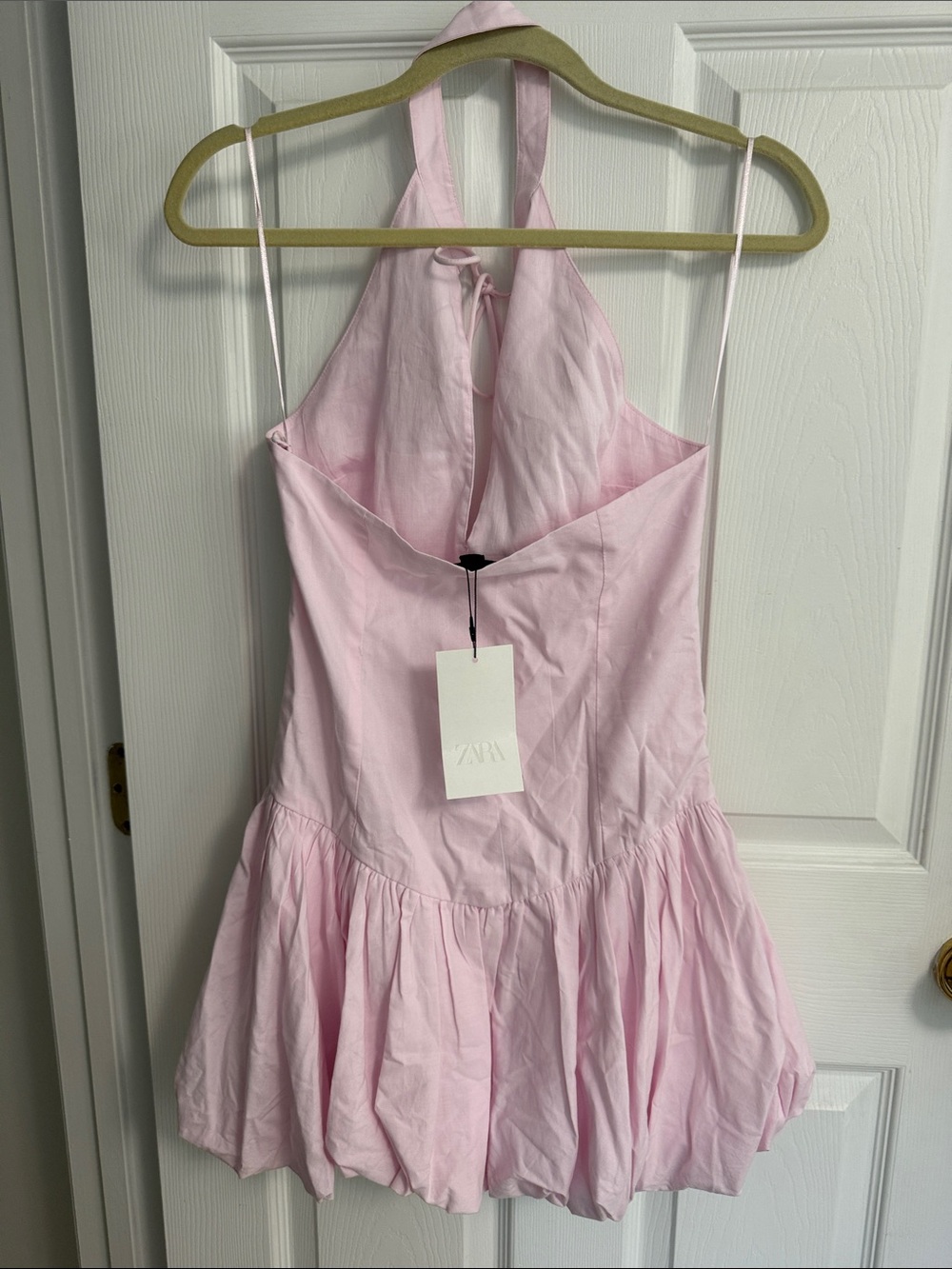 Zara Light Pink Bubble hem mini dress with built in shorts NWT - Picture 6 of 6